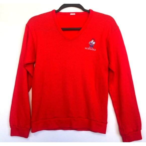 Vintage Nebraska Cornhusker’s V-Neck Sweater Embroidered Herbie Husker Women Sm - Picture 1 of 7